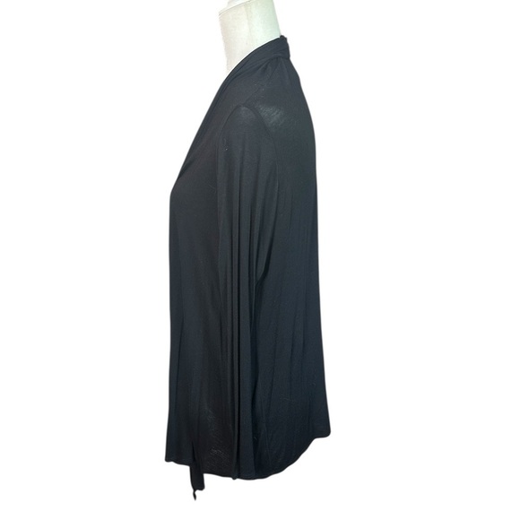 Classic Black Open Front Knit Cardigan - Picture 3 of 5